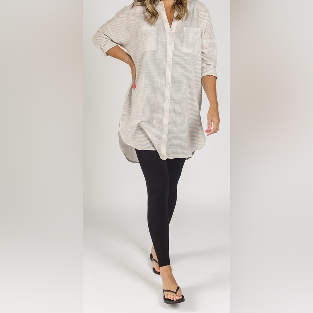 Striped Button-Up Tunic - Picture 2 of 7